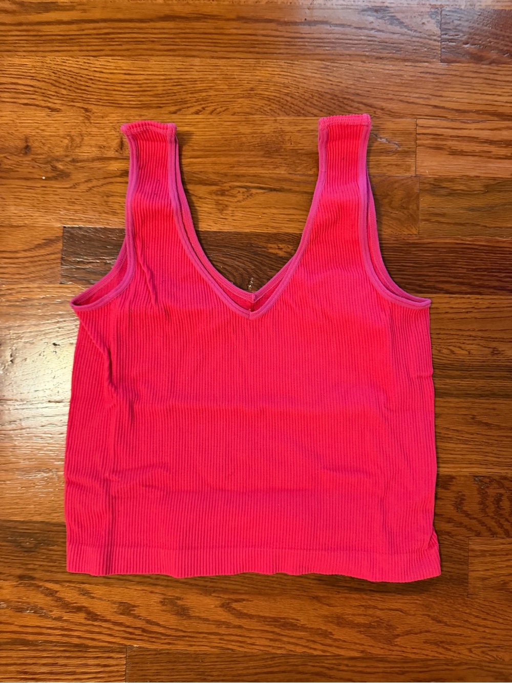 Rue21 Ribbed V-Neck Crop Tank - Bright Pink
